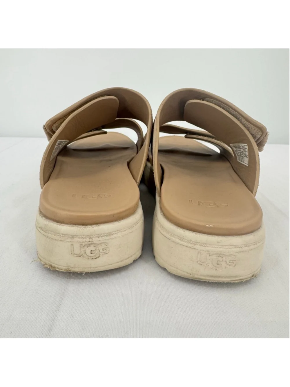 UGG Beige Suede Dual-Strap Slide Sandals - Picture 8 of 13